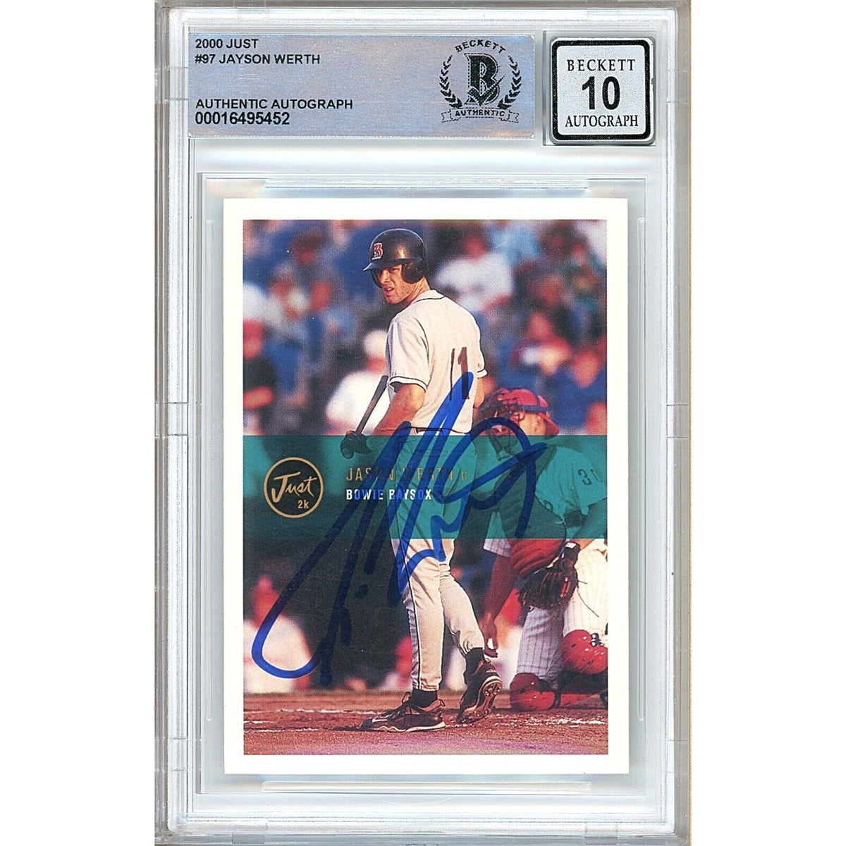 Jayson Werth Just Rookies Autographed Trading Card Beckett BGS