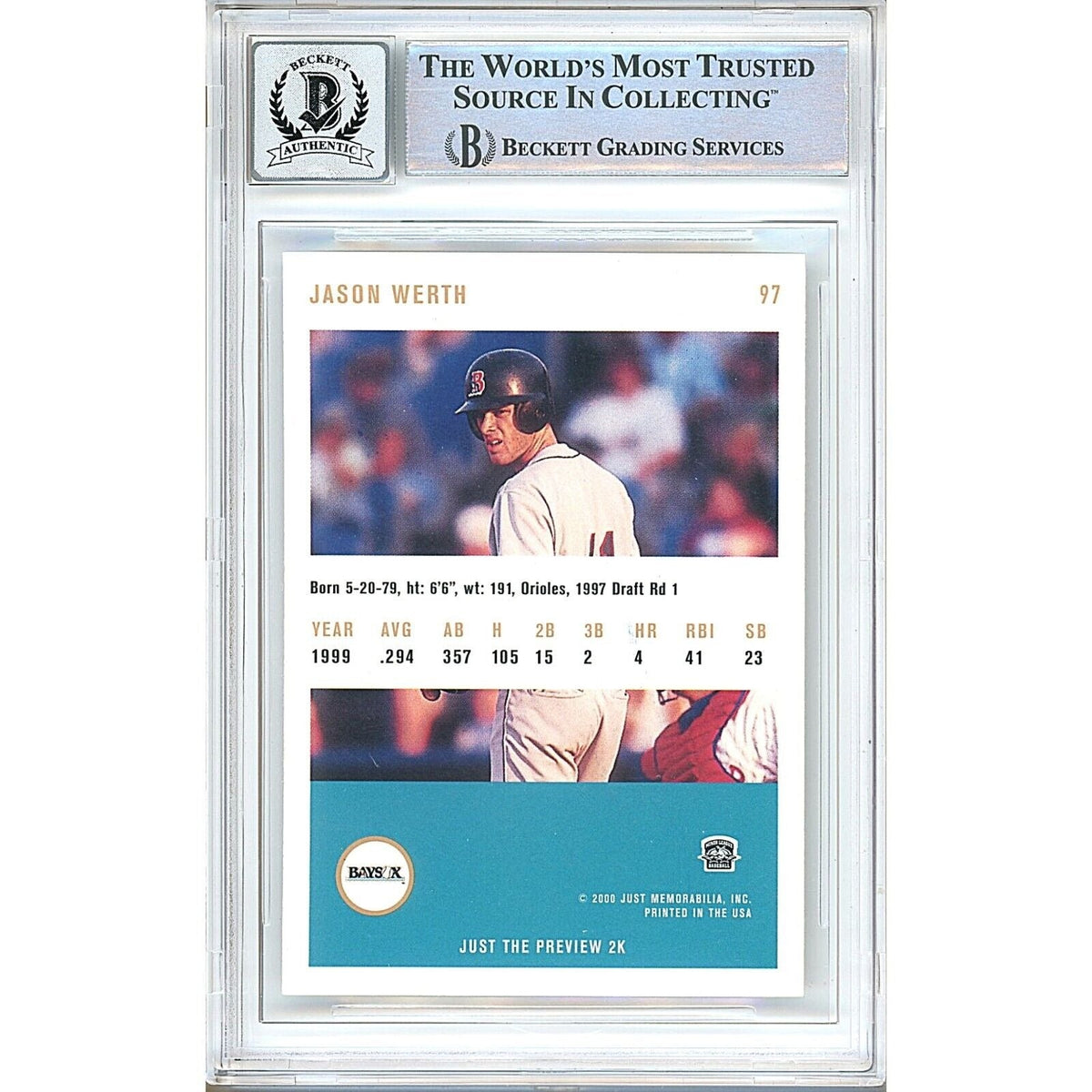 Jayson Werth Just Rookies Signed Trading Card Beckett BGS