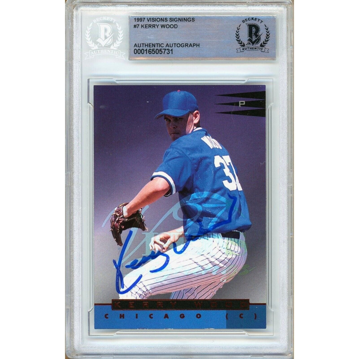 Kerry Wood Score Board Visions Signings Autographed Trading Card Beckett BAS