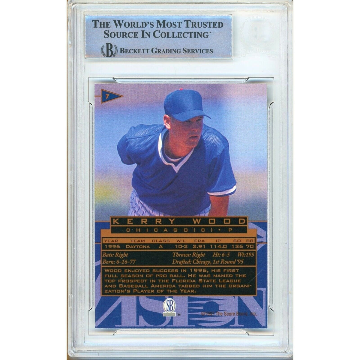 Kerry Wood Score Board Visions Signings Signed Trading Card Beckett BAS