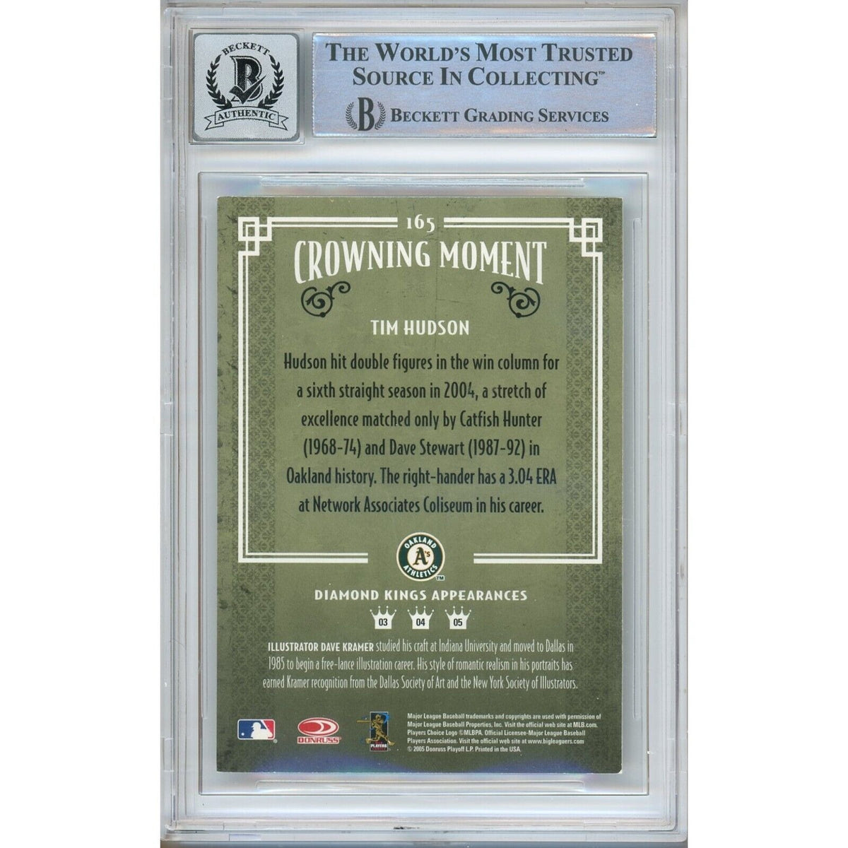Tim Hudson Oakland Athletics Signed Trading Card Beckett BGS