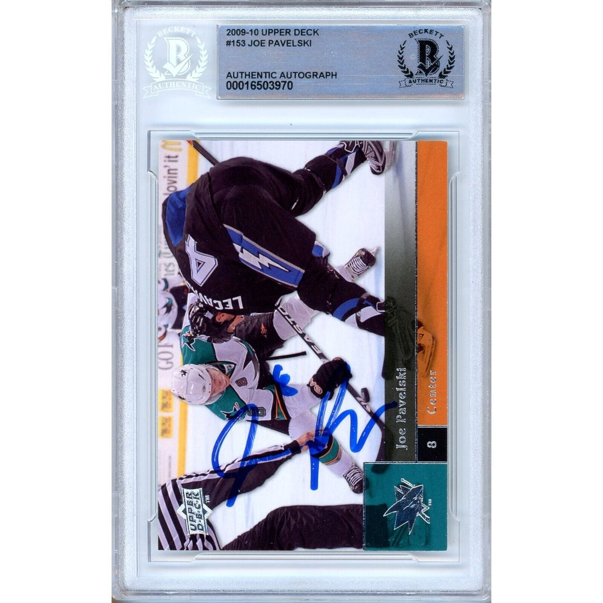 Joe Pavelski Upper Deck Signed Trading Card Beckett BAS