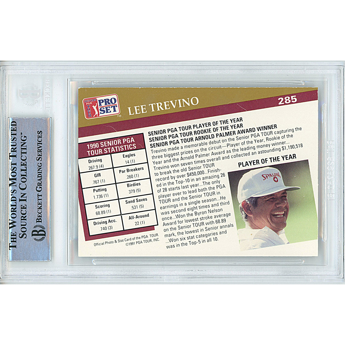 Lee Trevino Tour Pro Set Signed Trading Card Beckett BGS