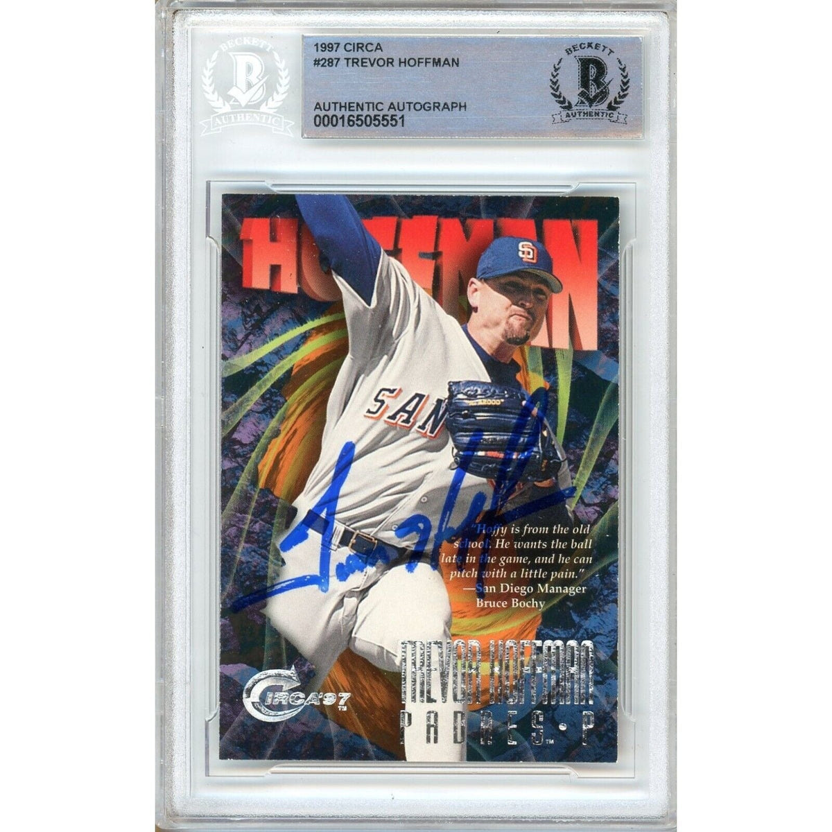 Trevor Hoffman San Diego Padres Autographed Trading Card Beckett BAS