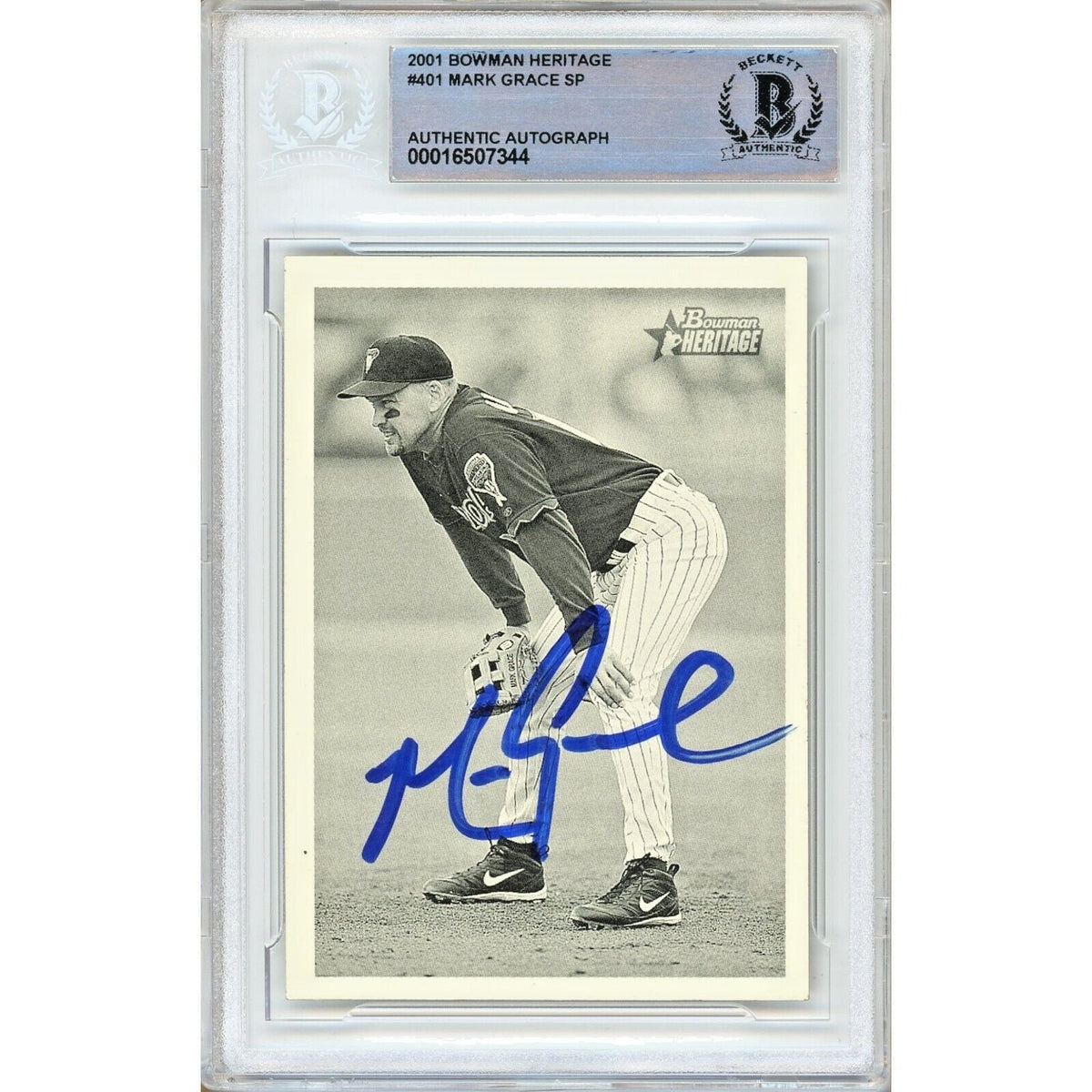 Mark Grace Autographed Trading Card Beckett BAS