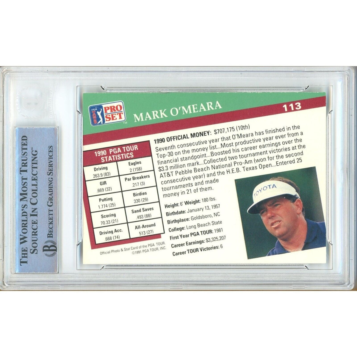 Mark Meara Signed Trading Card Beckett BAS
