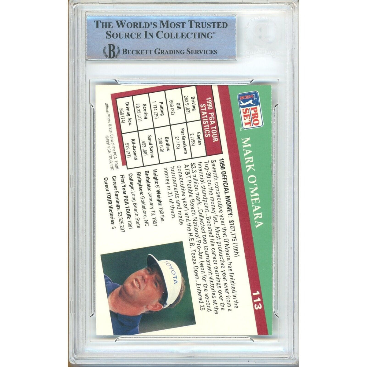Mark Meara Signed Autograph Trading Card Beckett BAS