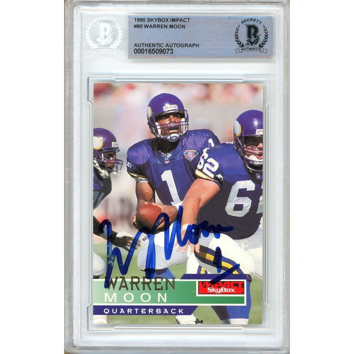 Warren Moon Minnesota Vikings Signed Autographed Trading Card Beckett BAS