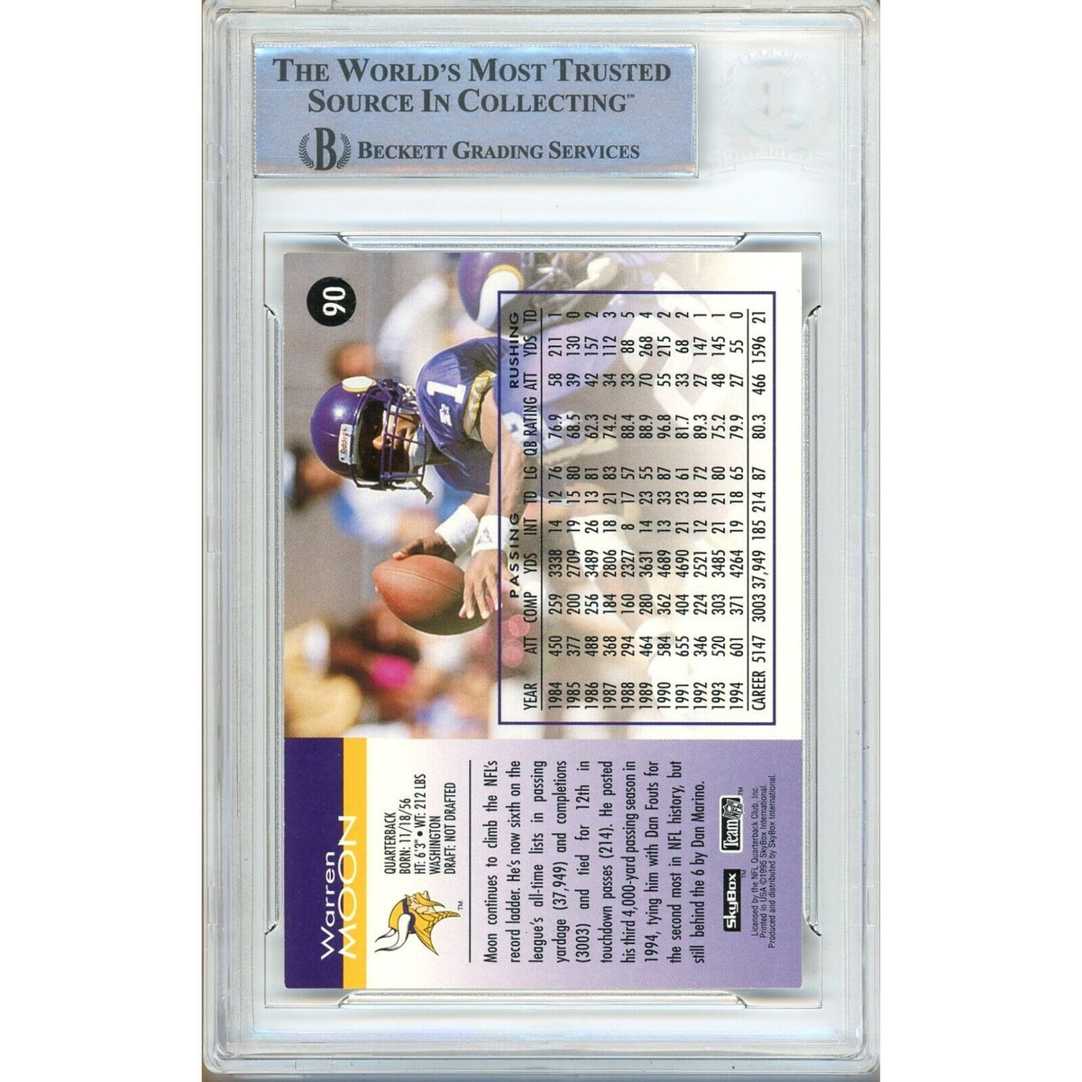 Warren Moon Minnesota Vikings Signed Autograph Trading Card Beckett BAS