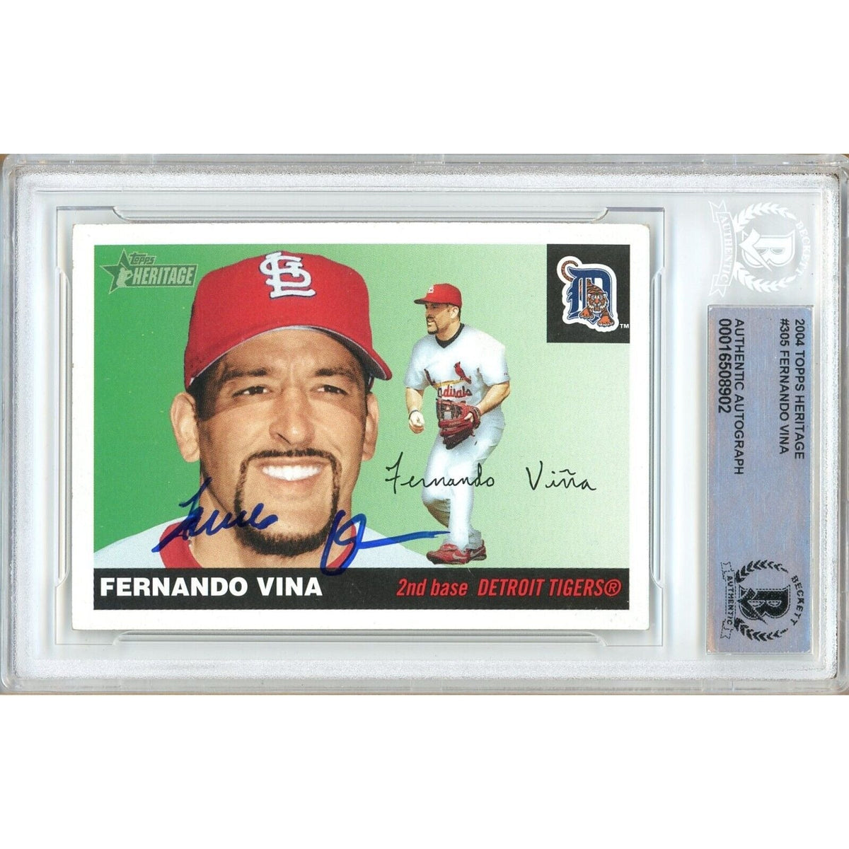 Fernando Vina Cardinals Autographed Trading Card Beckett BAS