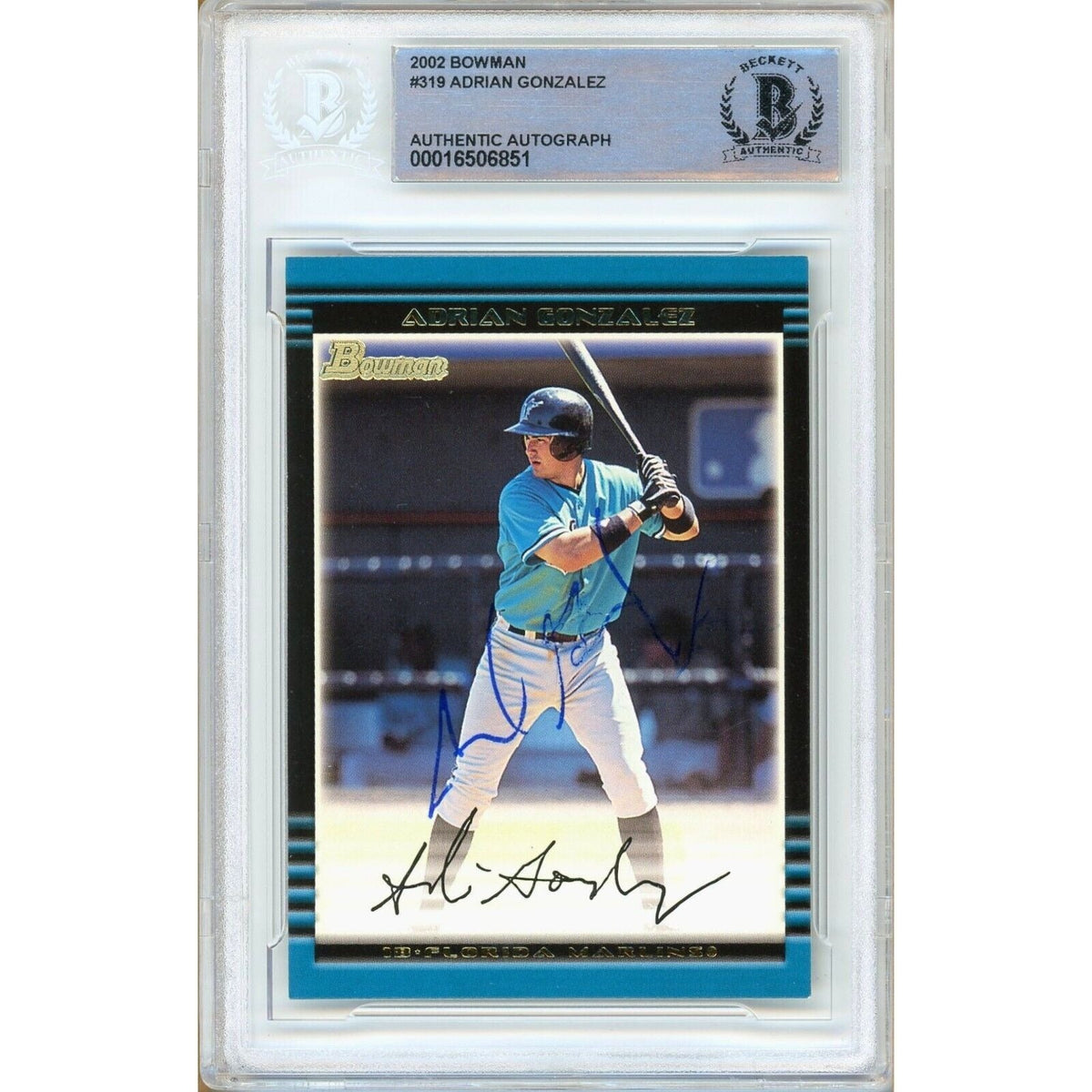 Adrian Gonzalez Miami Marlins Autographed Trading Card Beckett BAS