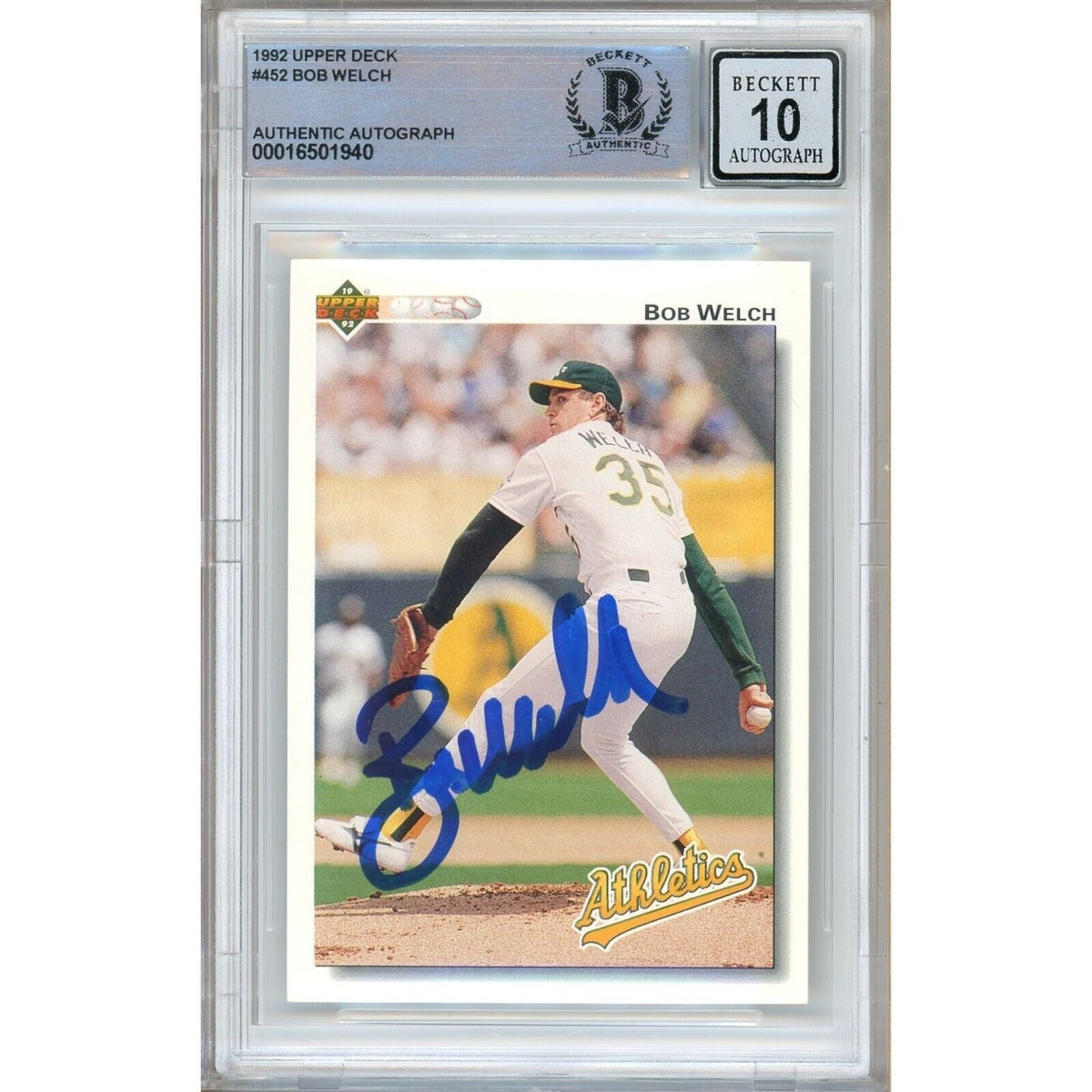 Bob Welch Upper Deck Autographed Trading Card Beckett BGS