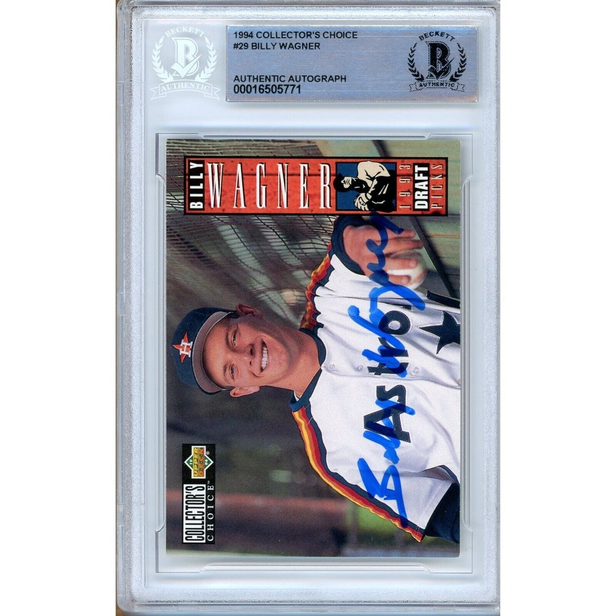 Billy Wagner Collectors Choice Signed Trading Card Beckett BAS