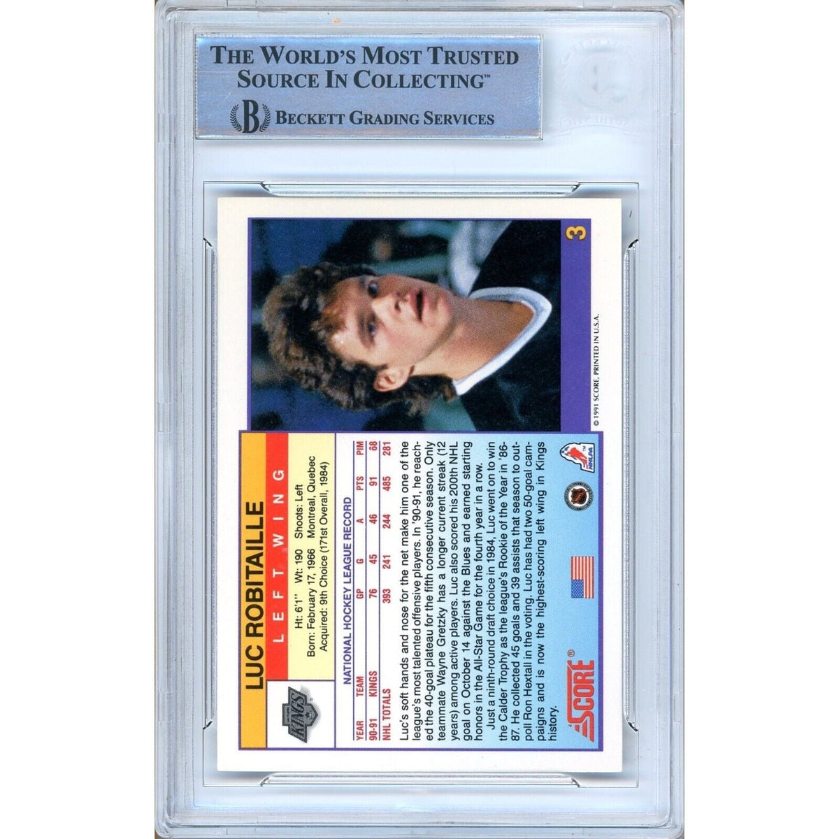 Luc Robitaille Score American Autograph Trading Card Beckett BAS