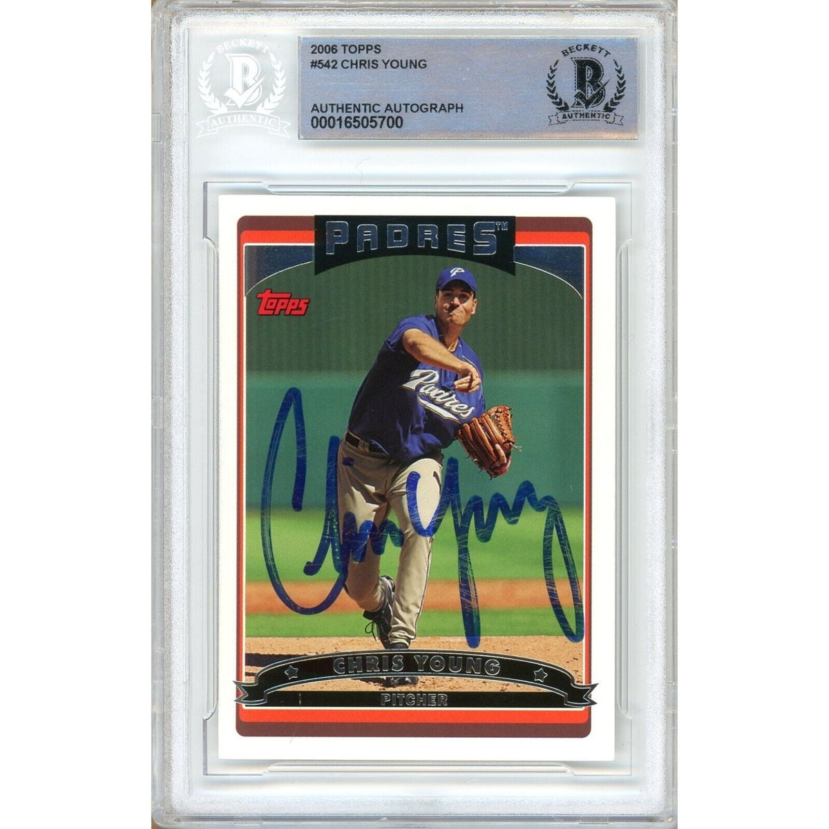 Chris Young San Diego Padres Autographed Trading Card Beckett BAS