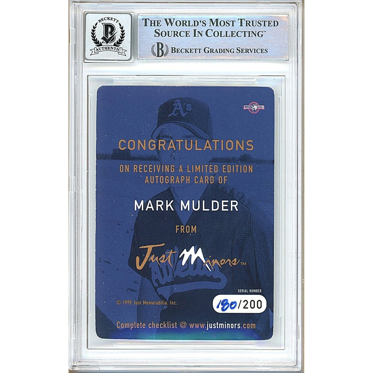 Mark Mulder Oakland Athletics Signed Trading Card Beckett BGS