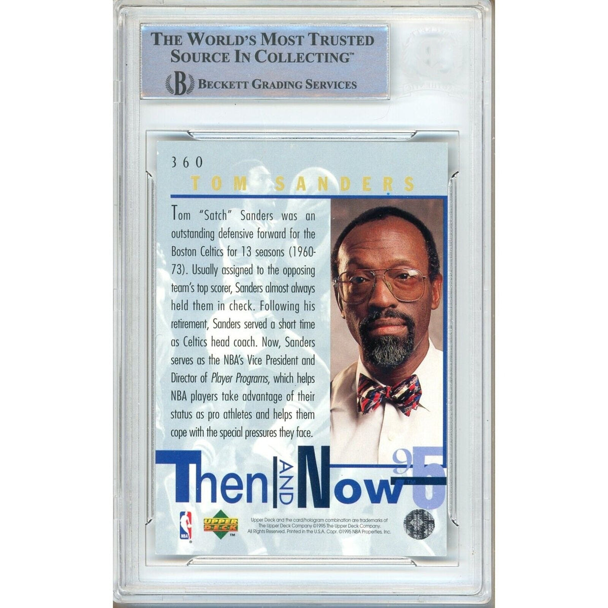 Tom Satch Sanders Boston Celtics Signed Trading Card Beckett BAS