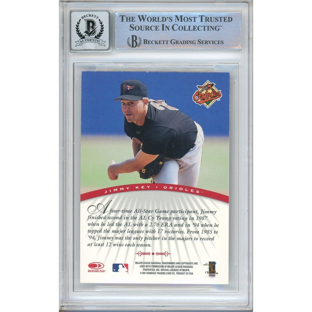 Jimmy Key Baltimore Orioles Autographed Signed Trading Card Beckett BAS
