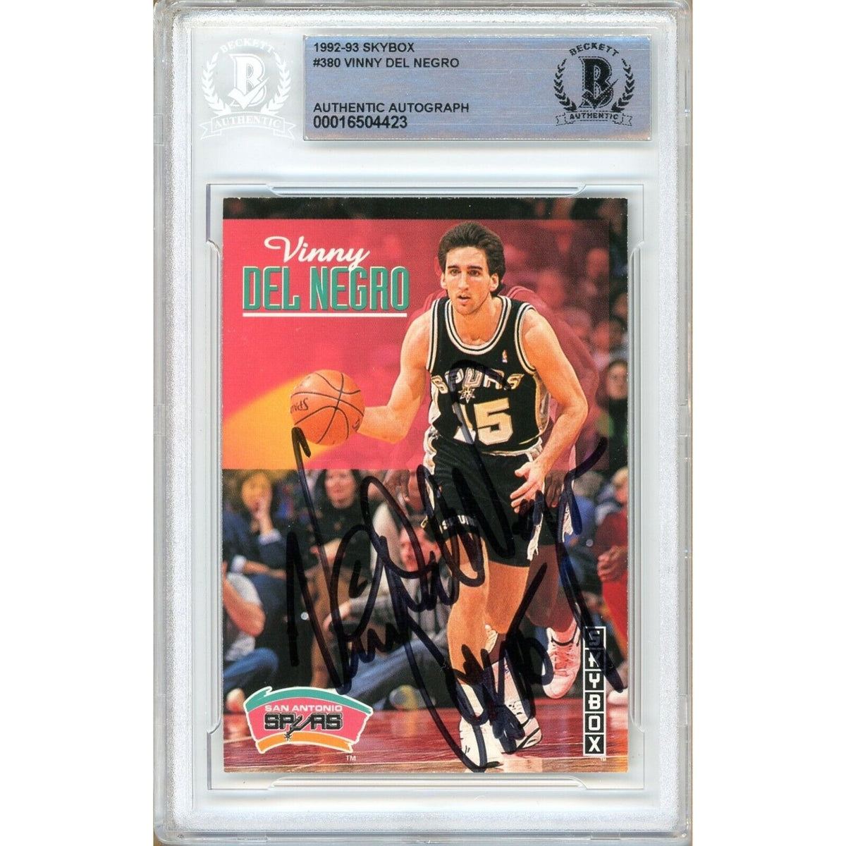 Vinny Del Negro San Antonio Autographed Trading Card Beckett BAS
