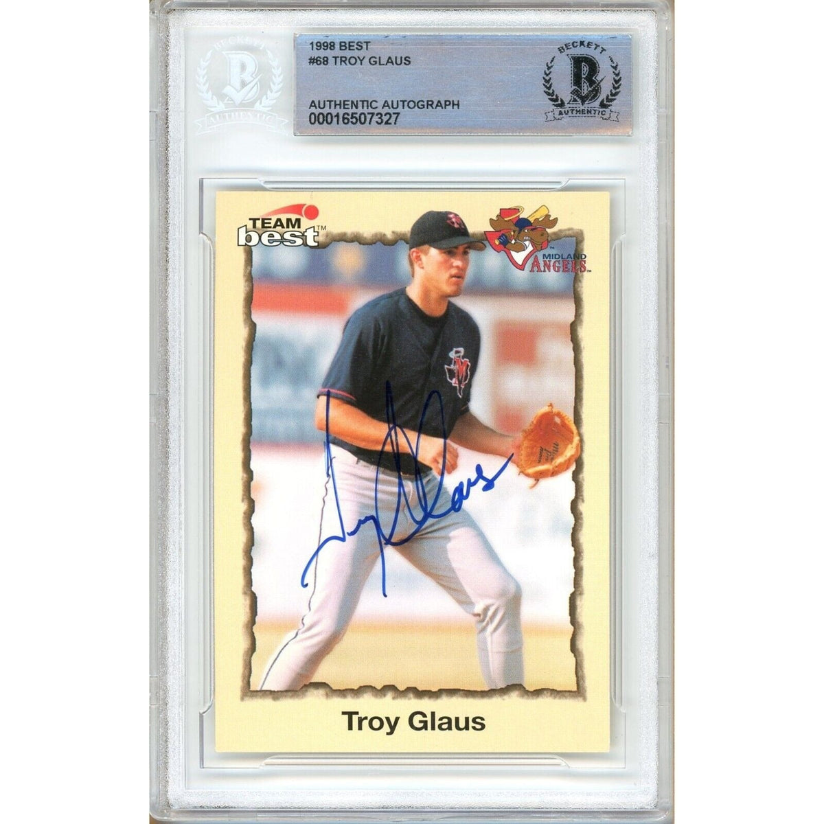 Troy Glaus Anaheim Angels Signed Autographed Trading Card Beckett BAS