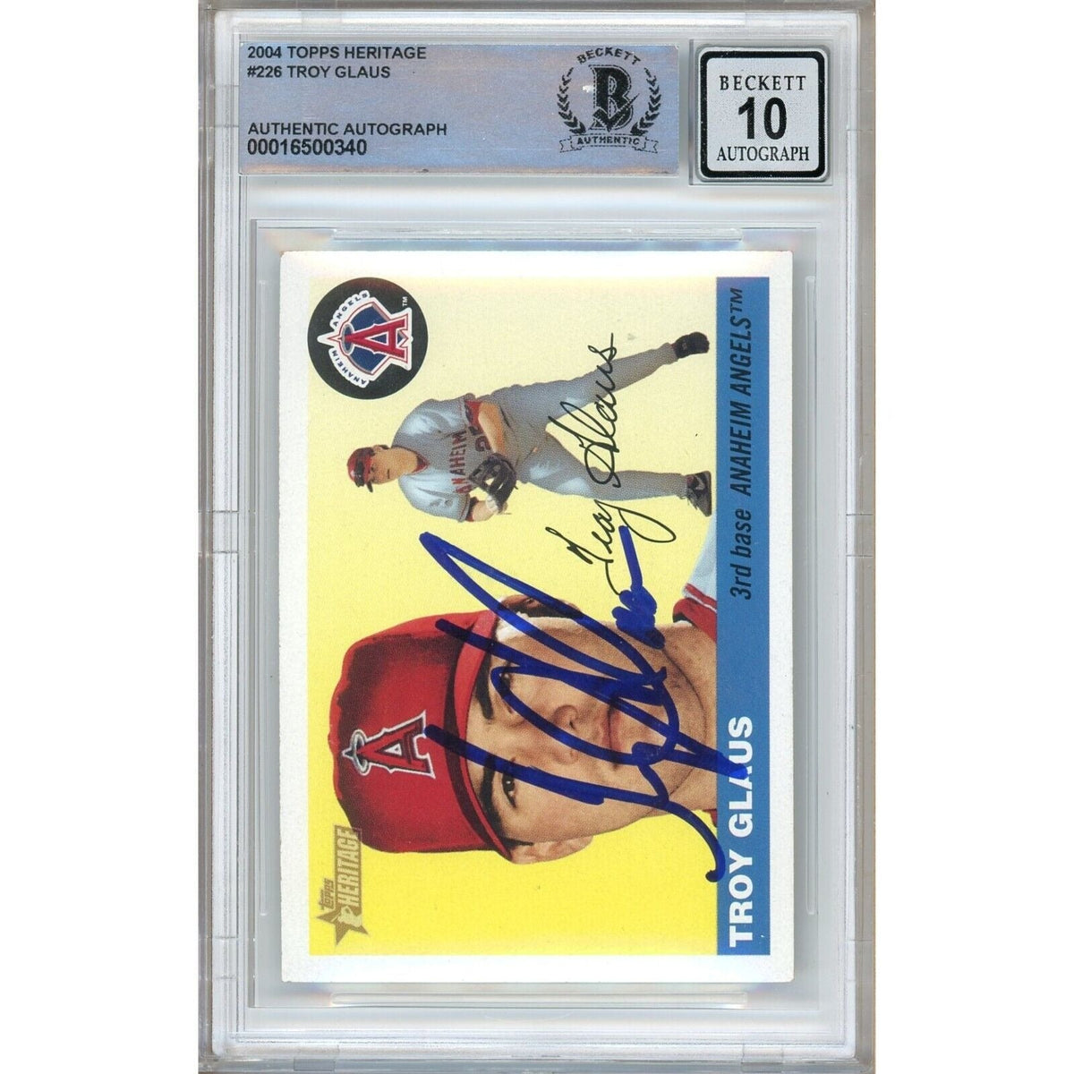 Troy Glaus Signed Trading Card Beckett BGS