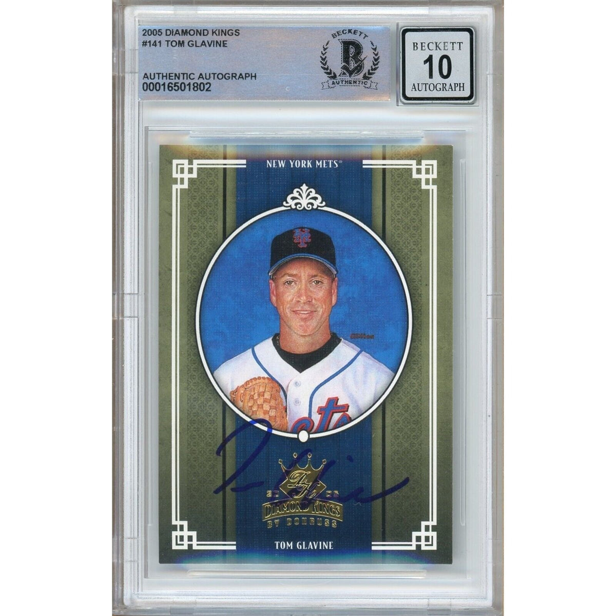 Tom Glavine New York Mets Autographed Trading Card Beckett BGS