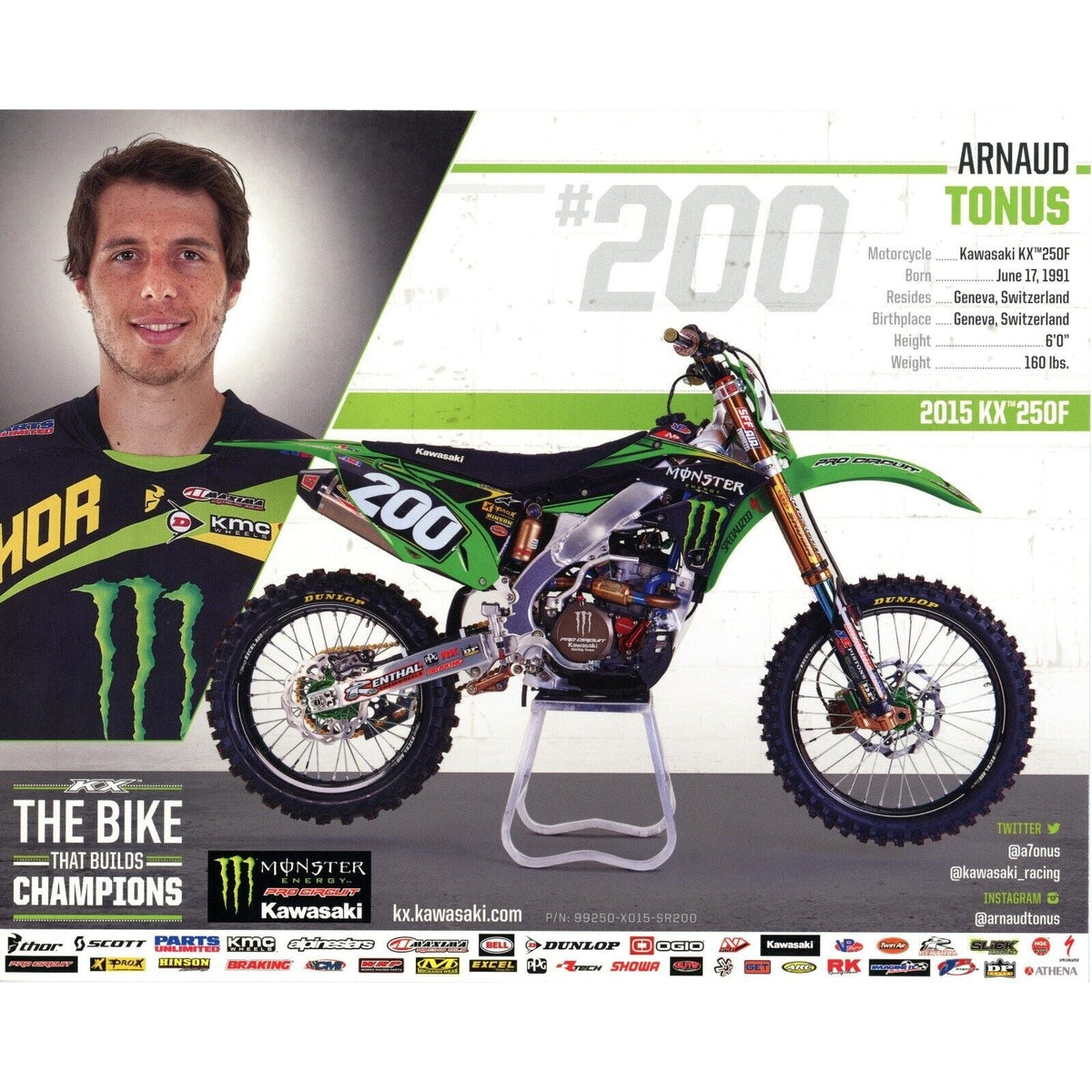 Arnaud Tonus Supercross Signed Photo Beckett BAS