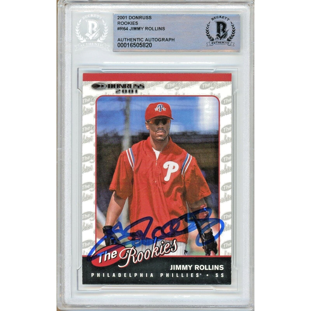 Jimmy Rollins Phillies Autographed Trading Card Beckett BAS