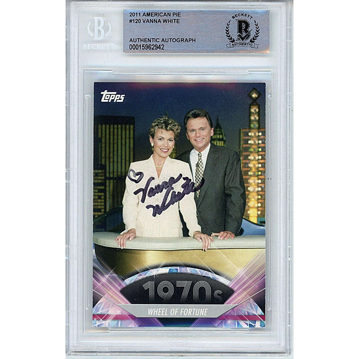 Vanna White Signed Wheel Autographed Trading Card Beckett BAS