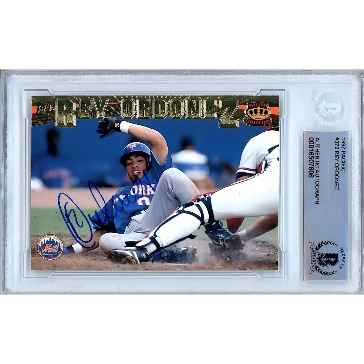 Rey Ordonez New York Mets Autographed Trading Card Beckett BAS