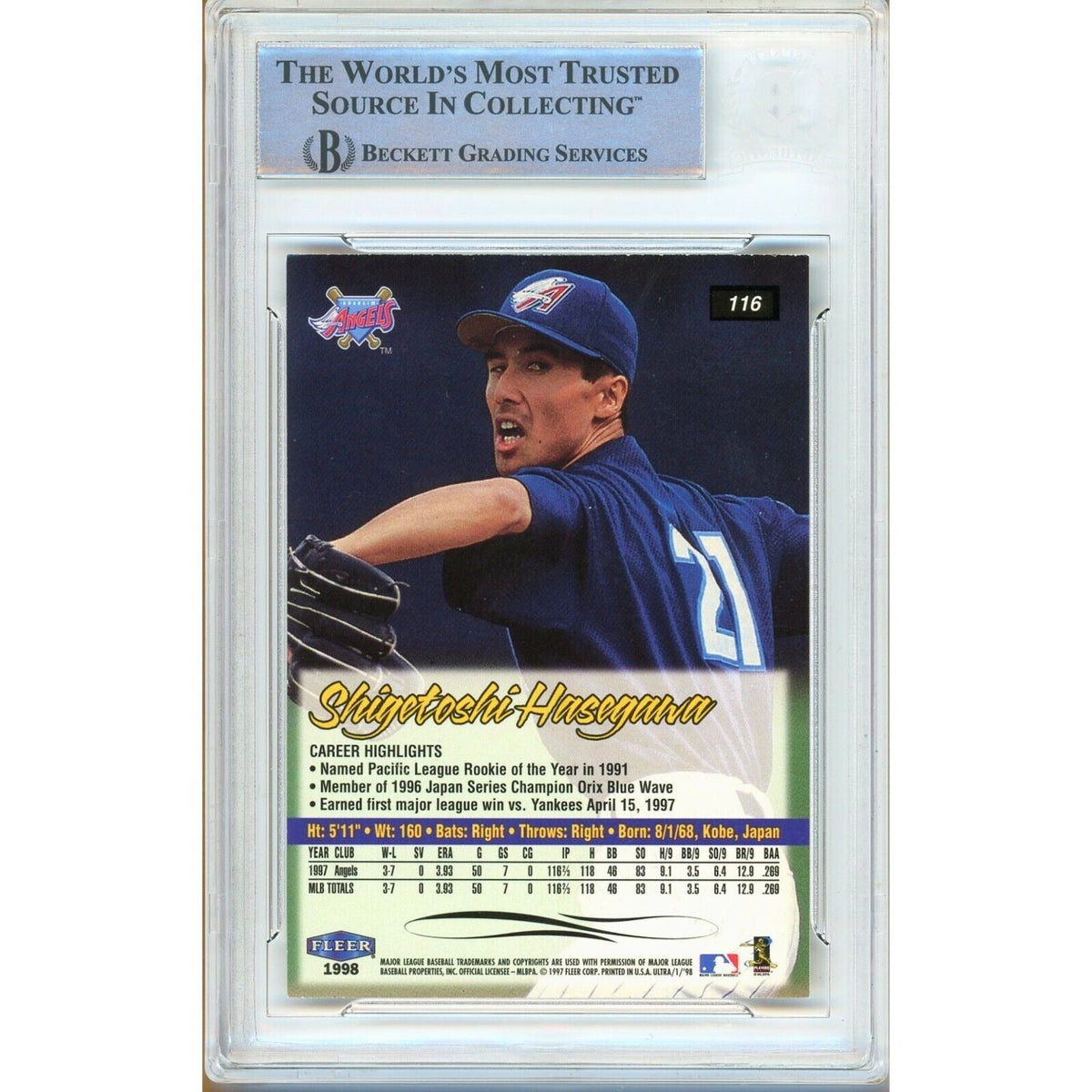 Shigetoshi Hasegawa Signed Trading Card Beckett BAS