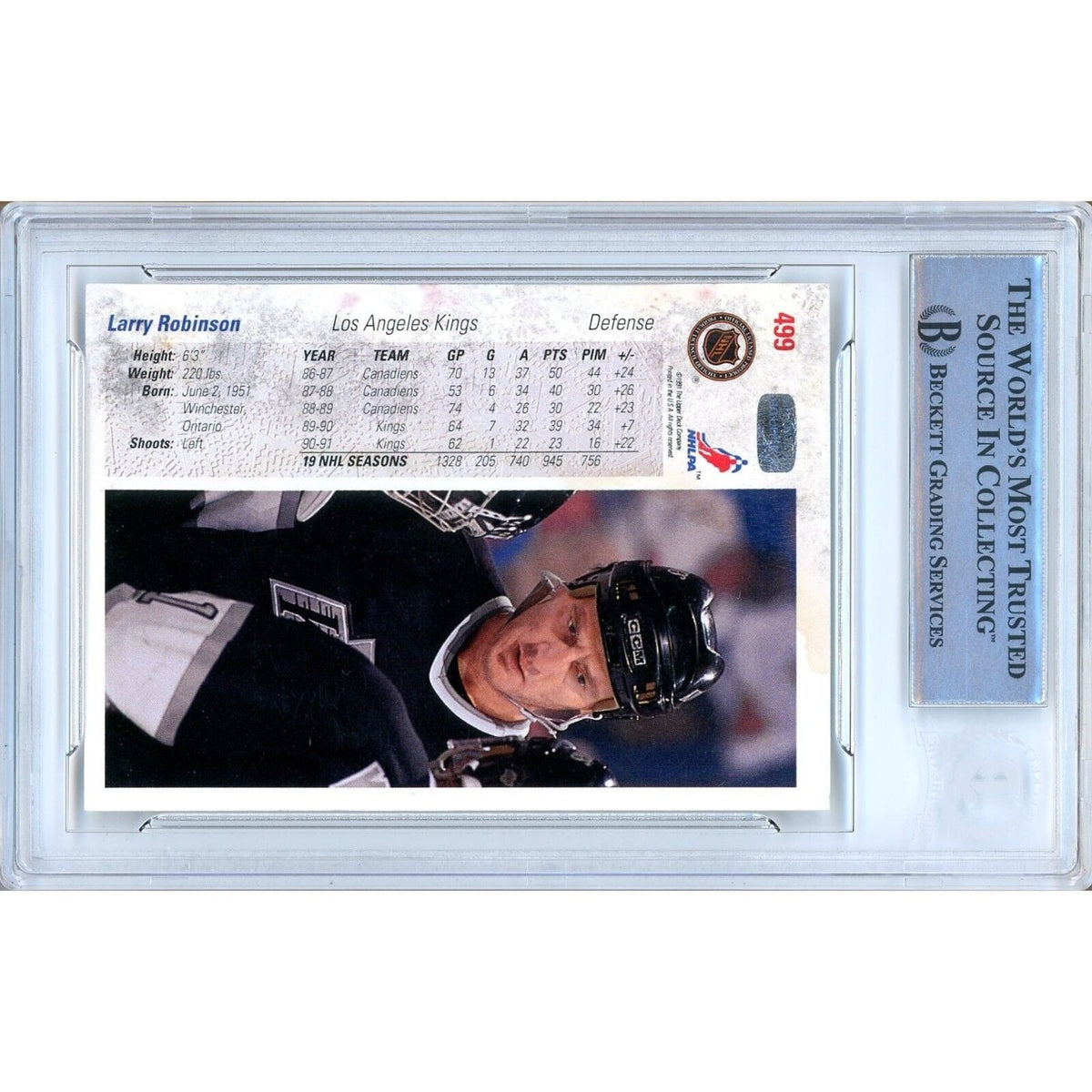 Larry Robinson Upper Deck Autograph Trading Card Beckett BAS