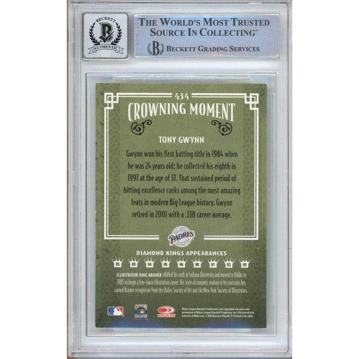 Tony Gwynn San Diego Padres Signed Trading Card Beckett BGS