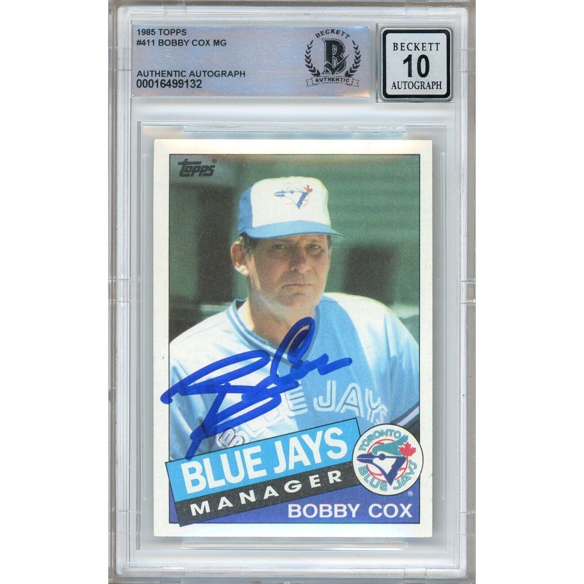 Bobby Cox Toronto Blue Jays Autographed Trading Card Beckett BGS