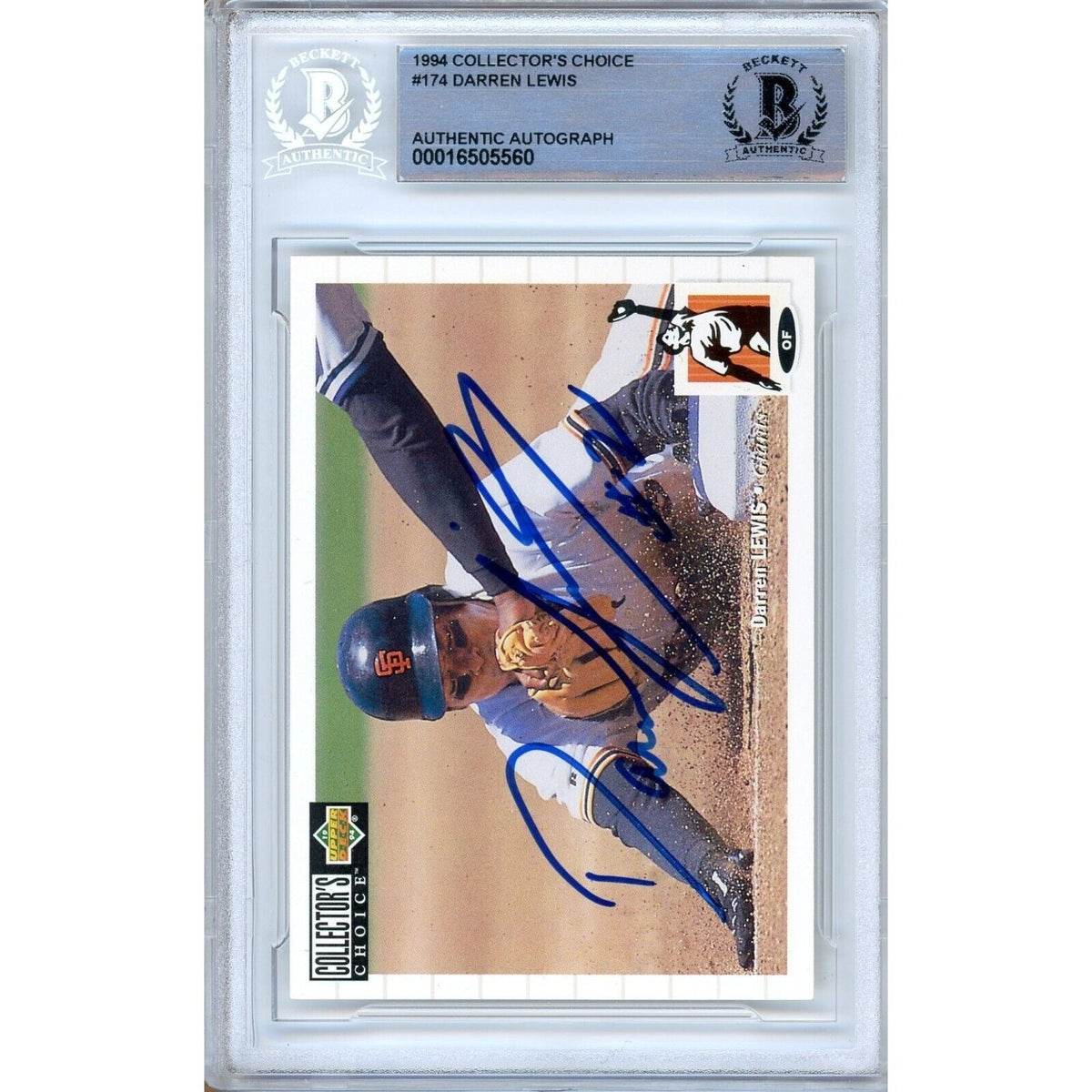 Darren Lewis Collectors Choice Signed Trading Card Beckett BAS