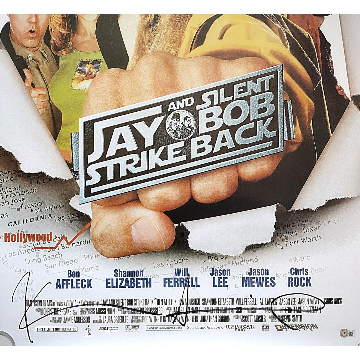 Jason Mewes Kevin Smith Autographed Auto Poster Beckett BAS
