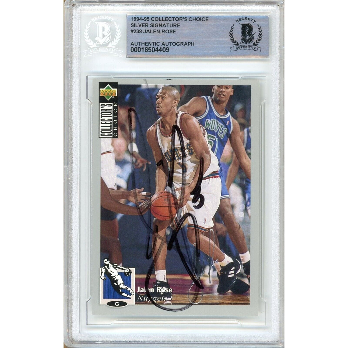 Jalen Rose Collectors Choice Autographed Trading Card Beckett BAS