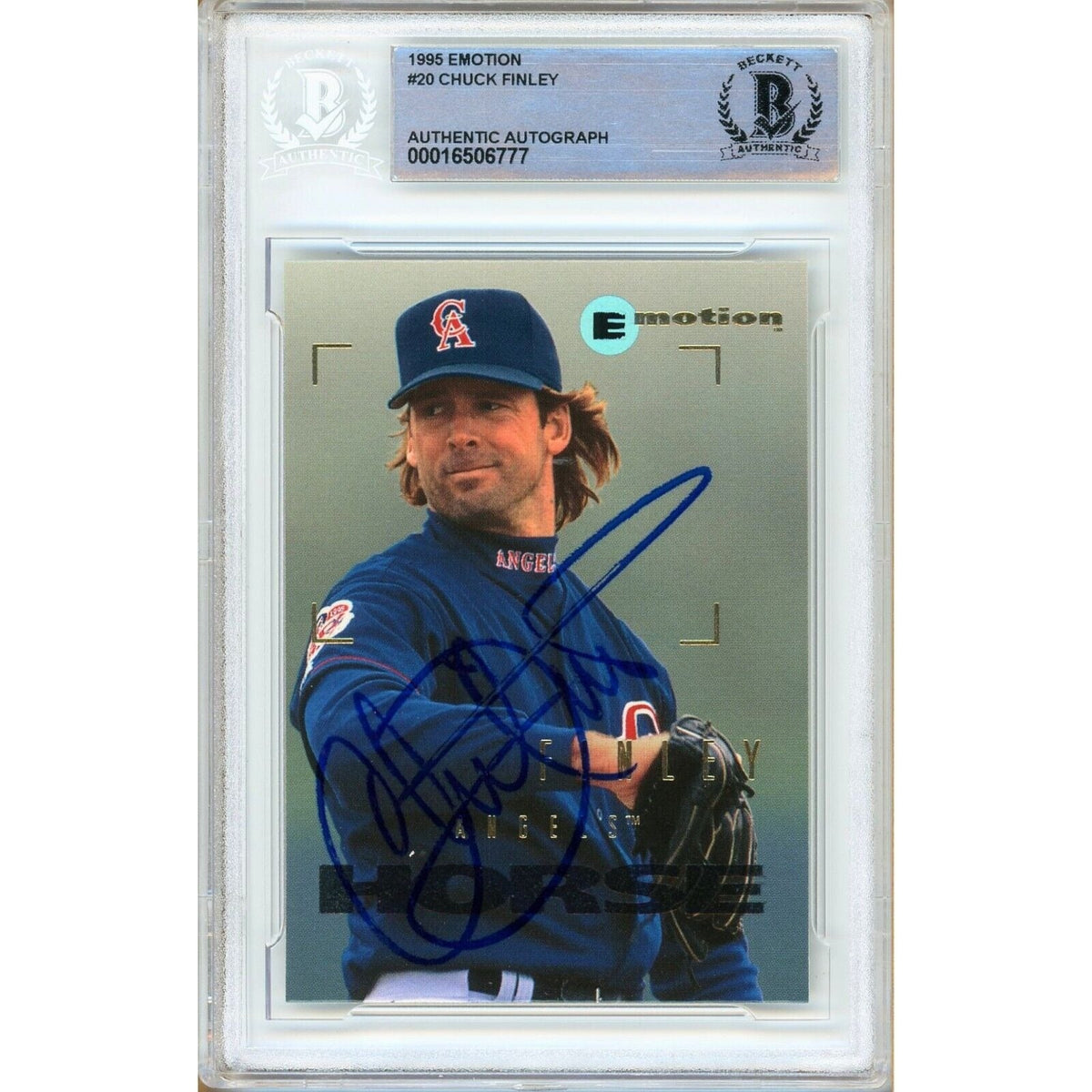 Chuck Finley Skybox Emotion Autographed Trading Card Beckett BAS