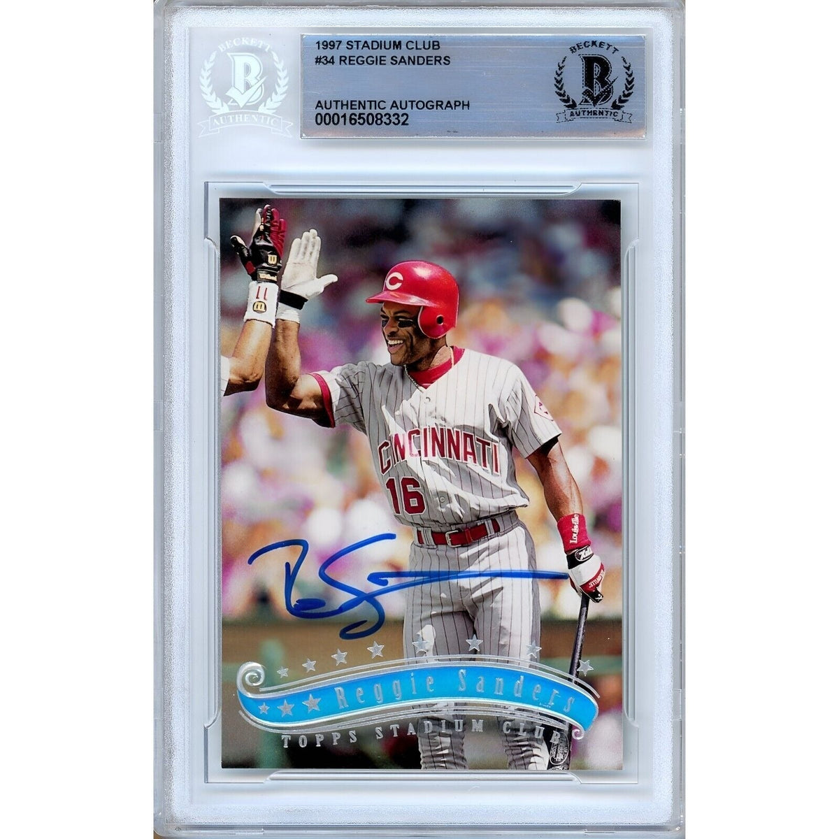Reggie Sanders Cincinnati Reds Signed Autographed Trading Card Beckett BAS