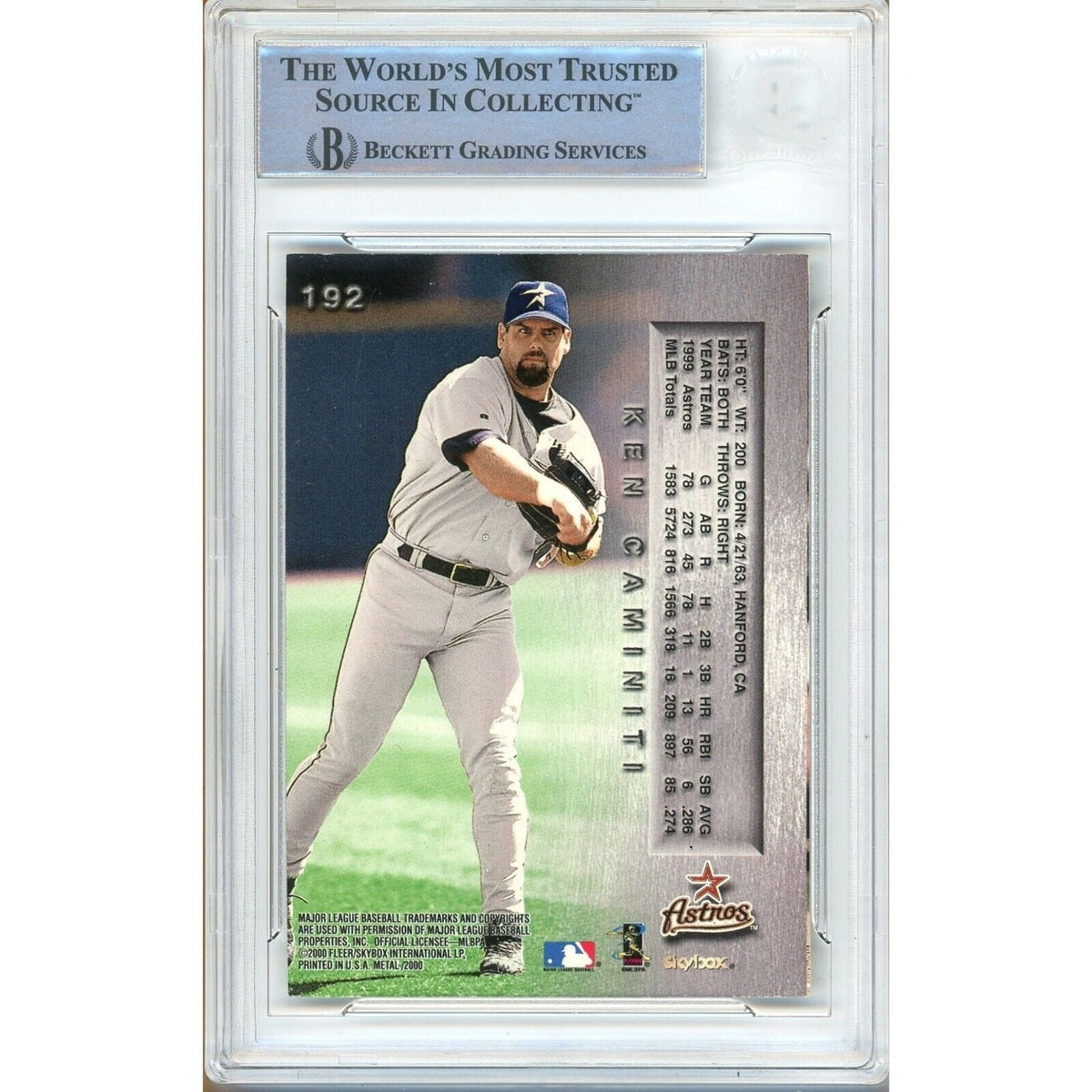 Ken Caminiti Metal Universe Signed Trading Card Beckett BGS