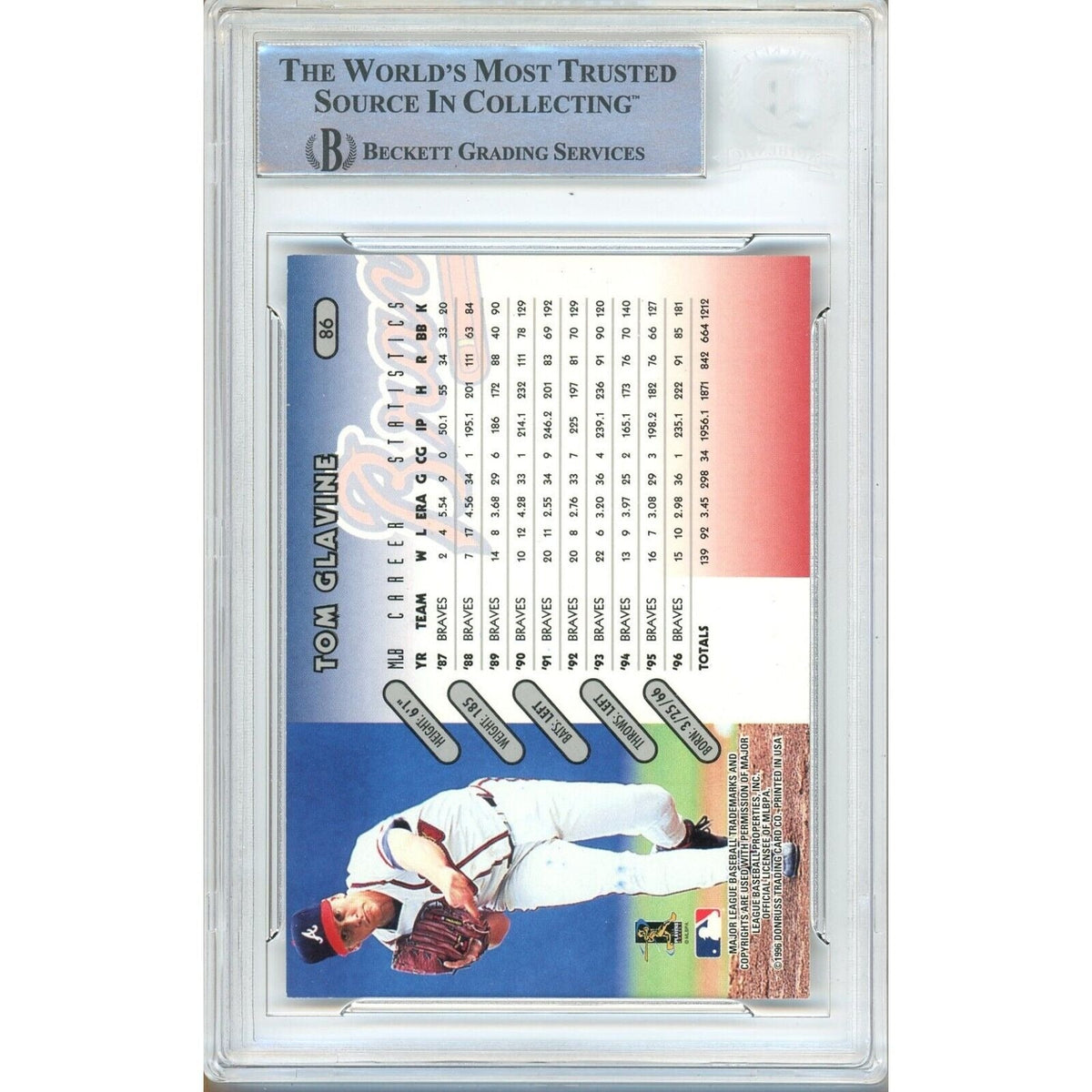 Tom Glavine Atlanta Braves Signed Autograph Trading Card Beckett BAS