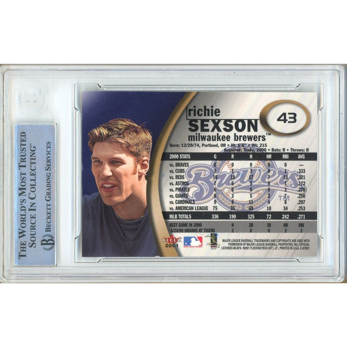 Richie Sexson Milwaukee Brewers Signed Trading Card Beckett BAS
