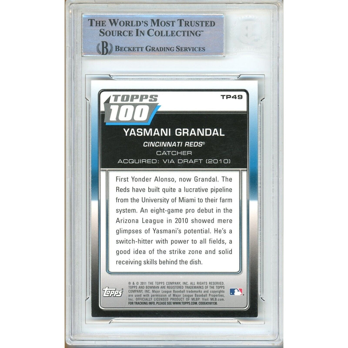 Yasmani Grandal Cincinnati Reds Signed Trading Card Beckett BAS
