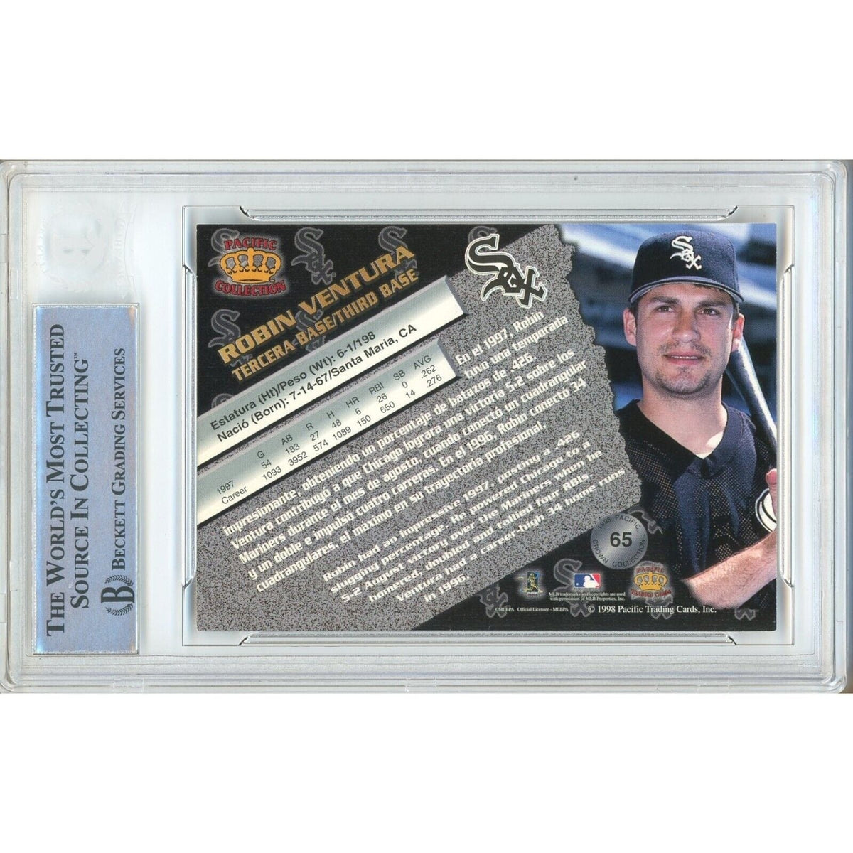 Robin Ventura Chicago White Sox Signed Trading Card Beckett BAS