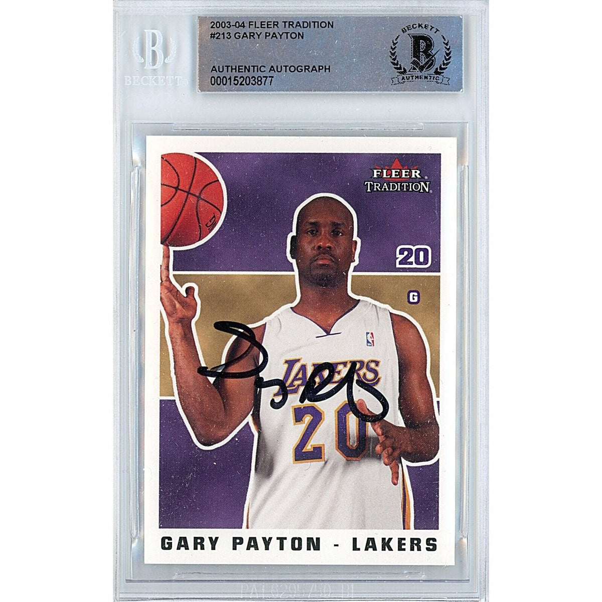 Gary Payton Fleer Tradition Autographed Trading Card Beckett BAS