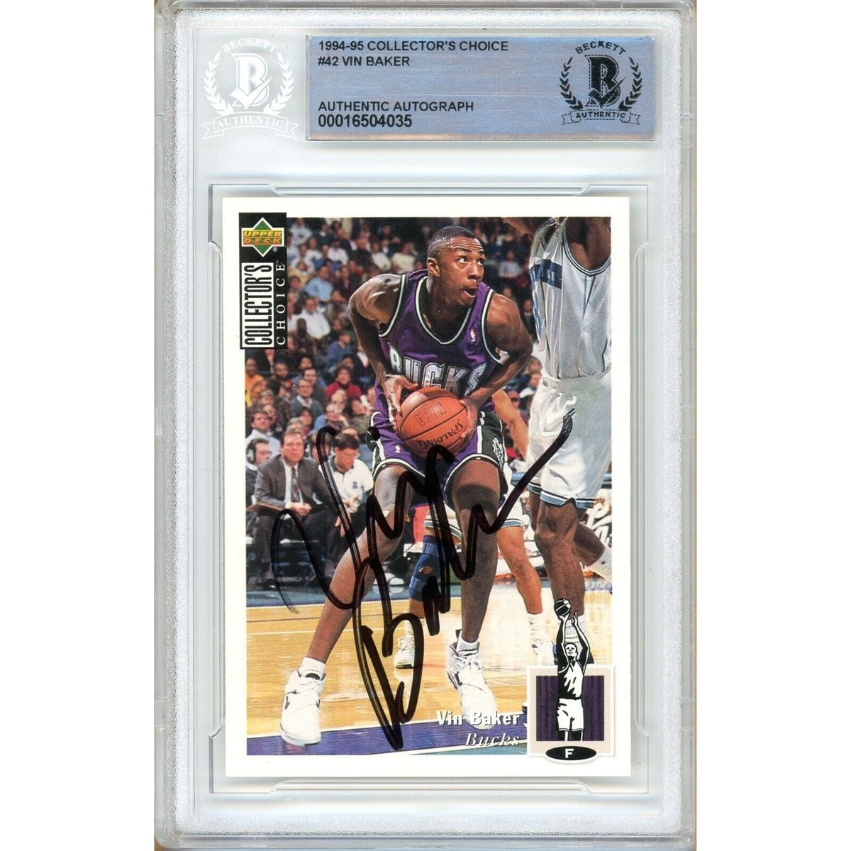 Vin Baker Milwaukee Bucks Signed Autographed Trading Card Beckett BAS