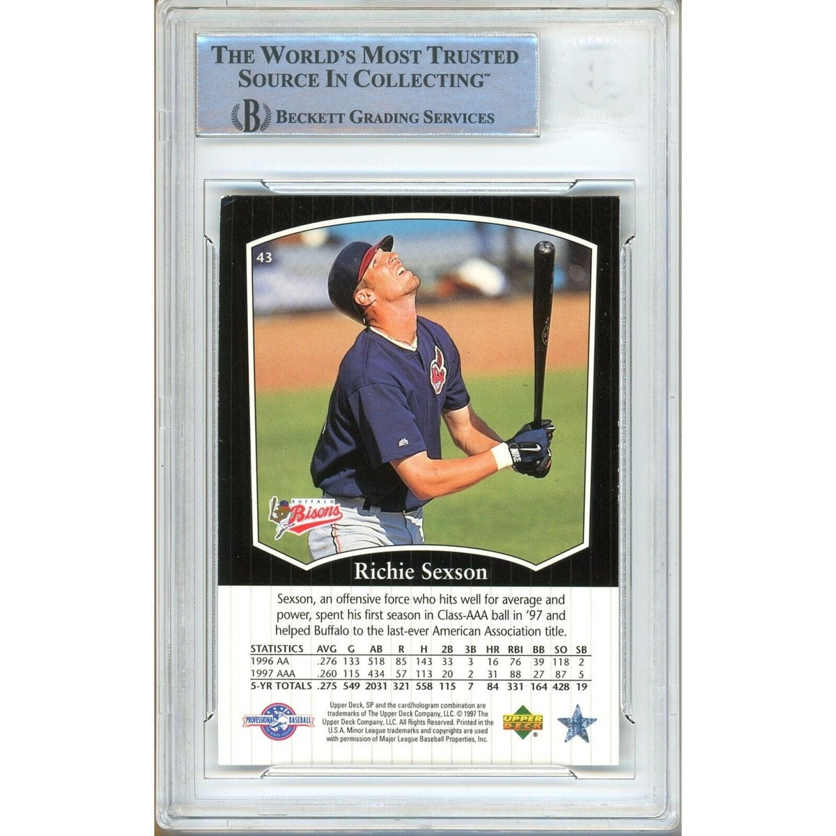 Richie Sexson Cleveland Indians Signed Trading Card Beckett BAS