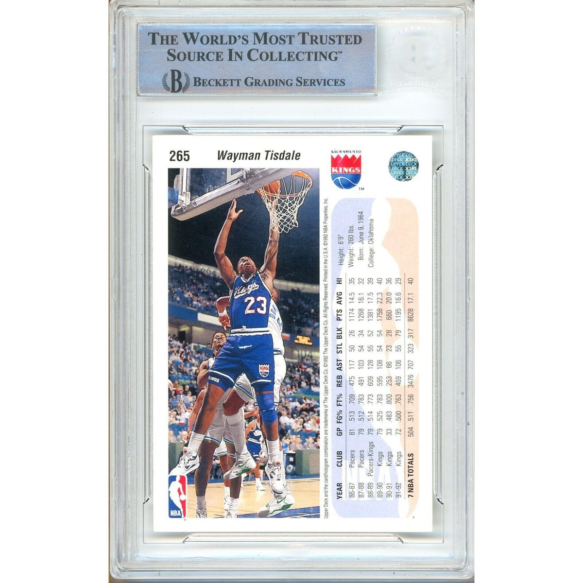 Wayman Tisdale Sacramento Kings Signed Trading Card Beckett BAS