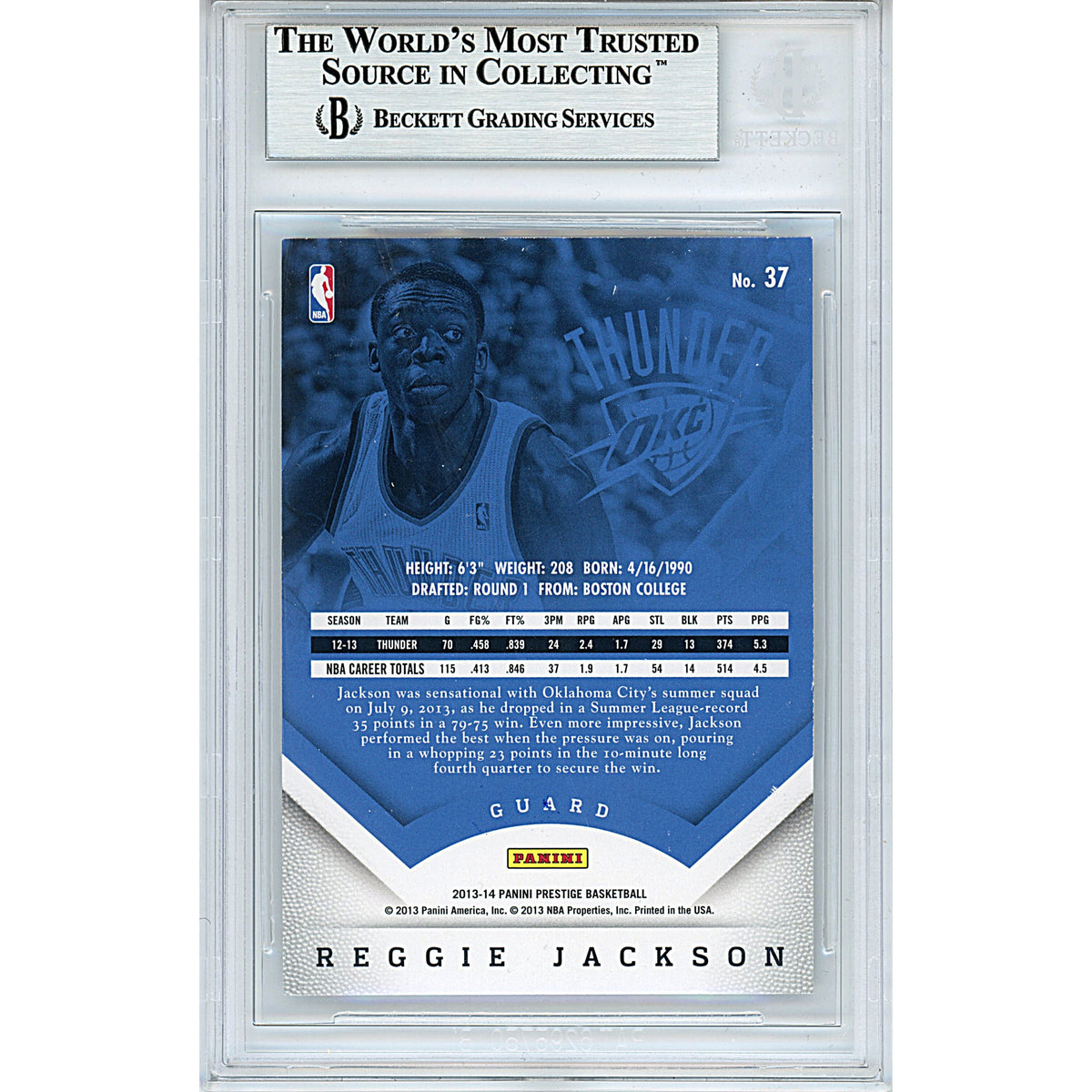 Reggie Jackson Signed Trading Card Beckett BGS