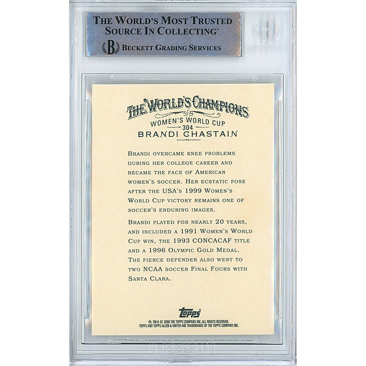 Brandi Chastain Topps Allen Signed Trading Card Beckett BAS